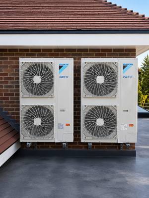 Daikin VRV IV commercial air conditioning units installed on a flat roof