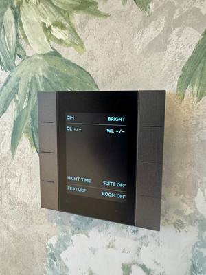 Wall-mounted lighting control keypad for smart home lighting scenes