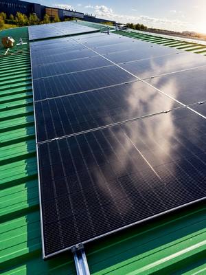 Commercial rooftop solar PV panel installation on a warehouse roof